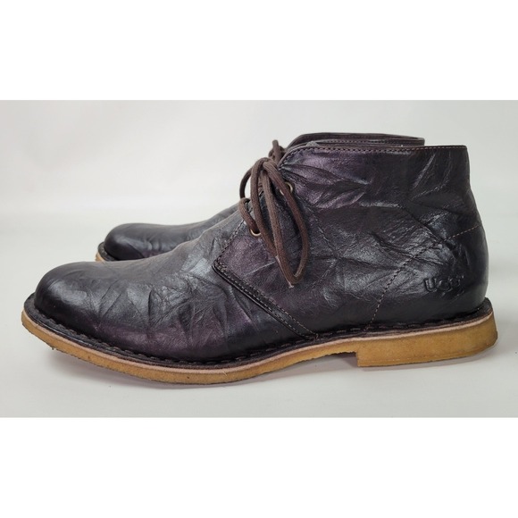 UGG Australia Leighton Mens Dark Brown Crinkled Leather Chukka Desert Boots 11.5 main image 11